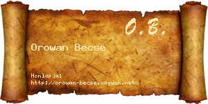 Orowan Becse névjegykártya